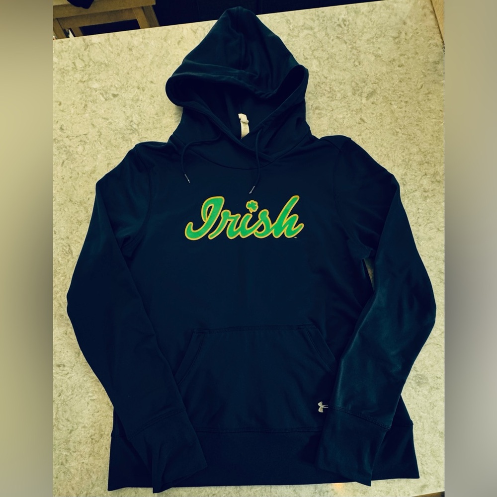 EUC Under Armour Notre Dame Navy Hoodie-Cold Gear
